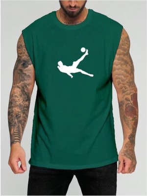 Punix Punıx Büyük Beden Özel Tasarım Futbolcu Gol Vuruşu Temalı Yazlık Kolsuz Erkek T-Shırt