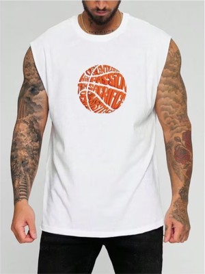 Punix Punıx Büyük Beden Motto Yazılı Basketbol Topu Baskılı Ter Tutmayan  Erkek Yazlık Kolsuz Battal T-Shırt