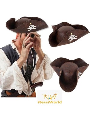 Markaon Üreticiniz Kaptan Jack Korsan Şapkası Vinleks Deri Denizci Korsan Şapkası YN1348