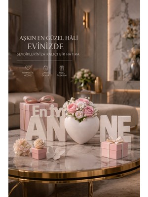 Printella Dünyanın En Iyi Annesine Özel Vazolu Kalp Dekoratif Obje | Anlamlı Anneler Günü Hediyesi