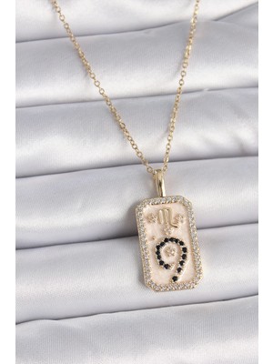 Clariss Üreticiniz 316L Çelik Gold Renk Zincir Akrep Burcu Zirkon Taşlı Kadın Kolye YN1348