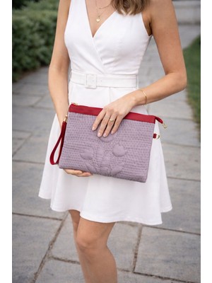 Ky Atelier Gri Kumaş Kapitone Portföy Çanta- El Yapımı Clutch- Abiye & Günlük Kullanım- Şık Kadın Çanta