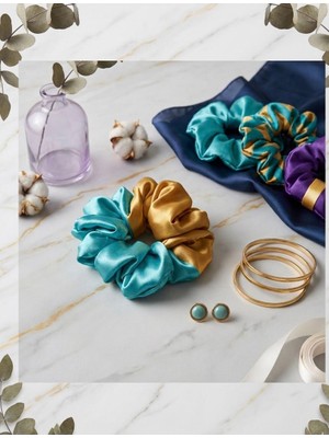 Kokoş Aksesuar Saten Simit Toka Kahverengi/turkuaz Pinterest Model