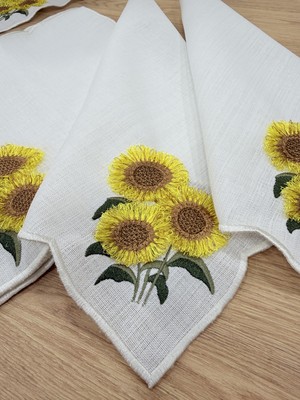 Linoriahome Ayçiçeği Desen Nakışlı Peçete 6ADET