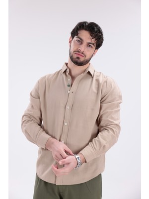 Premium Keten Karışımlı Uzun Kol Gömlek