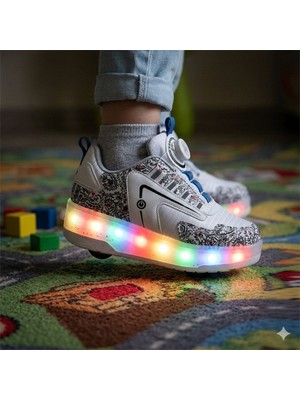 Rungo Patenli Kaykaylı Işıklı Kız Erkek Çocuk Spor Sneakers Ayakkabı