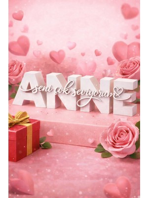 Printella Anneler Günü Hediye Anlamlı Dekoratif Biblo – Seni Çok Seviyorum Anne Yazılı