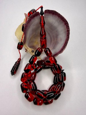 İskenderun Tesbih Erhan Turan Usta Işçilikli Mükemmel Hareli Ateş Kehribar Tesbih