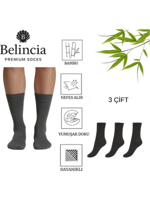 Bambu Erkek Soket Çorap/uzun Düz/dikişsiz/koku Karşıtı 3'lü Paket