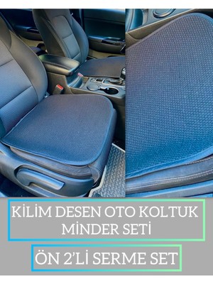 Yumuşak ve Şık Pamuklu Otomobil Koltuk Minderi Seti, 2'li, Siyah