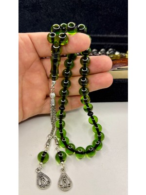 İskenderun Tesbih Küre Model Çimen Yeşili Ateş Kehribar Tesbih
