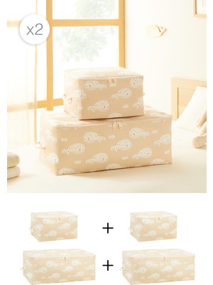 Ocean Home Textile 4'lü Çocuk Odası Sevimli Balina Hurç Set 2 Adet 30 x 22 x 18 / 2 Adet 52 x 28 x 21 cm