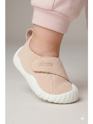 Vicco Ortopedik Hafif Kız-Erkek İlk Adım Ayakkabısı Bej Tekstil EVA Taban ile Konforlu Kullanım