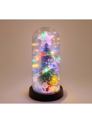 Fırsatkolik Yılbaşı Temalı Işıklı Dekoratif Cam Fanus - Model 1