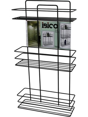 Fırsatkolik Siyah  3 Katlı - Dikdörtgen   Metal  Banyo Köşelik - Duşkabin Raf - Şampuanlık (5067)