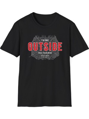 Tişört Kodu Think Outside Baskılı Regular Fit Tişört – Modern Streetwear Erkek/kadın T-Shirt