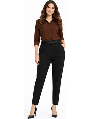 Woow Kadın Kemerli Bilek Pantolon BGL-ST03690