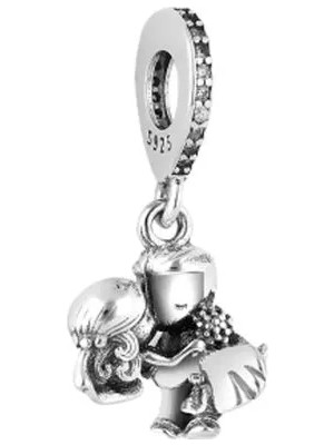 Fubena Erkek ve Kız Sevgili 925 Ayar Gümüş Charm