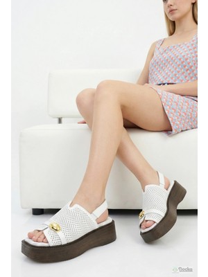 Mammamia Kadın Ortopedik Hakiki Deri Kalın Taban Sandalet  M27YS/2920