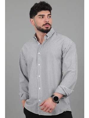 Stil Kombin Ince Çizgili Oversize Yazlık Uzun Kol Gömlek Mrs 218_40415