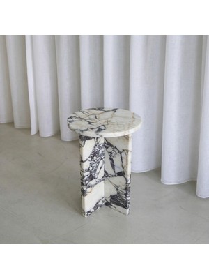 Adomar Marble DOKI30 Sehpa, Menekşe Mermer Yan Sehpa, Zigon Sehpa, Özel Ölçü, %100 Mermer Sehpa
