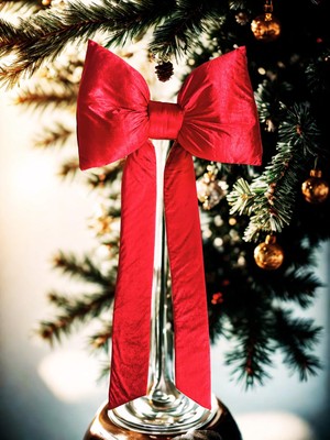 Haze Design Lab Kırmızı Kadife Büyük Fiyonk Yılbaşı Çam Ağaçı Süsü