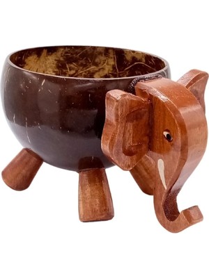 WoodBay Hindistan Cevizi Coconut Fil Kase Ayaklı Coconat Şekerlik