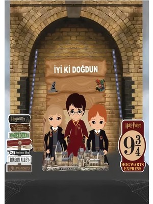 Deha Parti Dekoratif Kişiye Özel Ayaklı Pano Seti Harry Potter 3 Parça