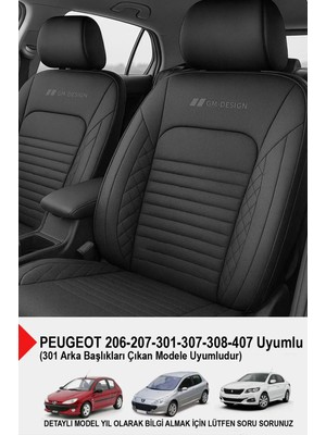 Naz Oto Istanbul Serisi Deri Oto Koltuk Kılıfı (Peugeot 206-207-208-306-307-407- Uyumlu)