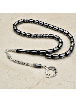 Blackcraft Oltu Taşı Nokta Işlemeli Tespih