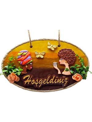 İsingir Shopping Keyifli Kadınlar El Yapımı Hoşgeldiniz Yazılı Kapı Süsü