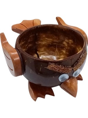 WoodBay Hindistan Cevizi Coconut Baykuş Kase Ayaklı Coconat Şekerlik