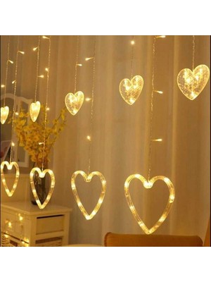 Flamex Kalp Dekorlu Animasyonlu Perde LED Işık 3 Metre