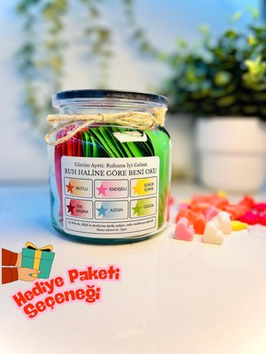 Ayet Kavanozu - Ruh Halinize Göre Kuran-ı Kerim’ den Ayet Içeren Manevi Hediye - Dua Kavanozu - Dekoratif İslami Hediye - 500 cc mantar kapak kavanoz Mumbastik