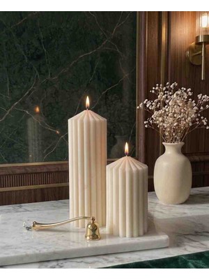 Decor Shops El Yapımı 2'li Oluklu Soya Wax Mum Seti - Dekoratif Doğal Soya Mumu