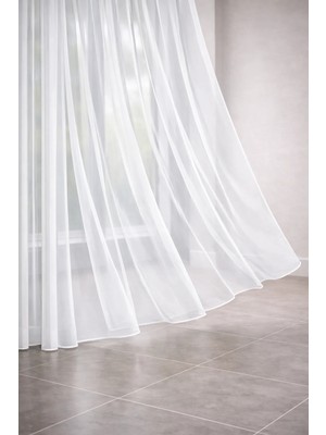 Beyaz Grek Düz Tül Perde Kornişli Kullanıma Sık Pile Kullanıma Hazır