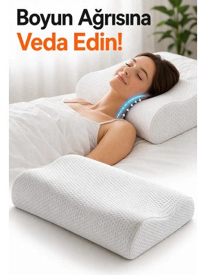 Kırlent Ev Visco Ortopedik Boyun Destekli Yastık - Boyun Düzleşmesi ve Fıtık Karşıtı Medikal Uyku ve Güzellik Yastığı