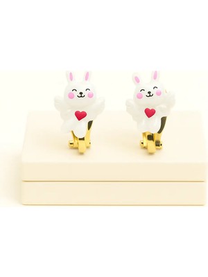 Makewell Minik Hello Kitty Sıkıştırmalı Küpe Kulak Deliksiz Takılan Doğum Günü Hediyesi