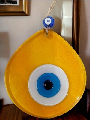 İsingir Shopping Nazar Boncuklu Şeffaf Bal Renk Nazar Boncuklu Damla Desen El Yapımı Duvar Süsü