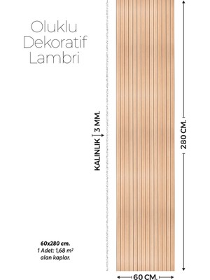 Brano Ceviz Ahşap Desen Duvar Lambiri 60X280 Cm-Kendinden Yapışkanlı