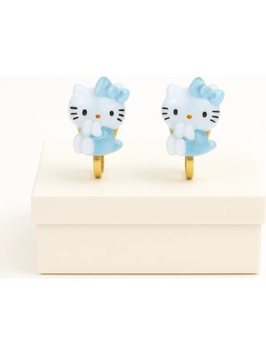 Makewell Fiyonklu Hello Kitty Sıkıştırmalı Küpe Deliksiz Kulağa Uygun Minik Prensese Hediye