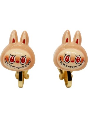 Makewell Şirin Labubu Sıkıştırmalı Küpe Kulak Deldirmeden Takılan Özel Gün Hediyesi