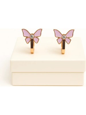 Makewell Işıltılı Kelebek Sıkıştırmalı Küpe Kulak Deliksiz Takılan Babadan Kıza Hediye