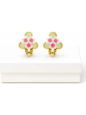 Makewell Bahar Çiçeği Sıkıştırmalı Küpe Deliksiz Kulağa Uygun Kız Çocuk Hediye