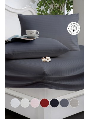 Vionel Home %100 Pamuk Çizgili Saten Tek / Çift Kişilik Lastikli Çarşaf Seti |100X200|120X200|160X200|180X200