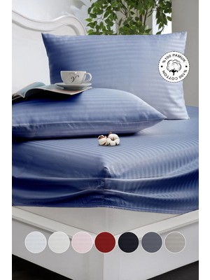 Vionel Home %100 Pamuk Çizgili Saten Tek / Çift Kişilik Lastikli Çarşaf Seti |100X200|120X200|160X200|180X200