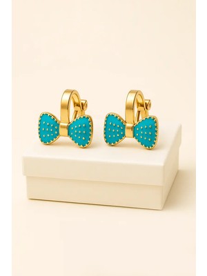 Makewell Zarif Fiyonk Sıkıştırmalı Küpe Deliksiz Kulağa Uygun Kız Çocuk Hediye