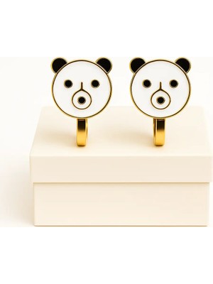 Makewell Ponpon Ayıcık Sıkıştırmalı Küpe Deliksiz Kulağa Uygun Kız Çocuk Hediye