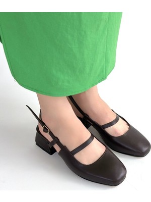 SEPET365 Liva Kahverengi Cilt Topuklu Ayakkabı