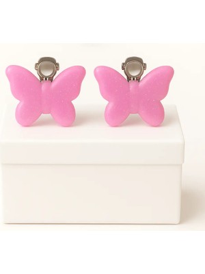 Makewell Zarif Kelebek Sıkıştırmalı Küpe Deliksiz Kulağa Uygun Kız Çocuk Hediye